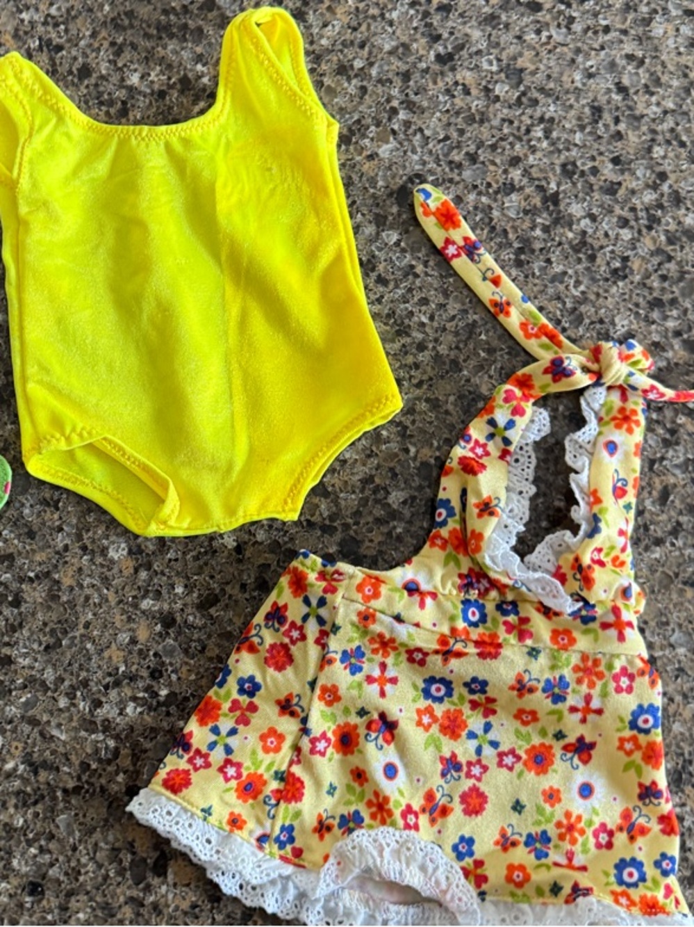 American girl doll Julie's 2pc  - floral swimsuit top & 2nd handmade 1 piece